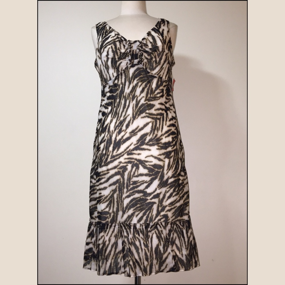 💕👛🛍TALBOTS ZEBRA PRINT COTTON A- LINE DRESS 12